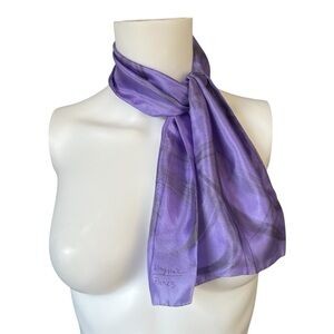 Virgie Paris Purple Silk Feel Scarf Lightweight Classic